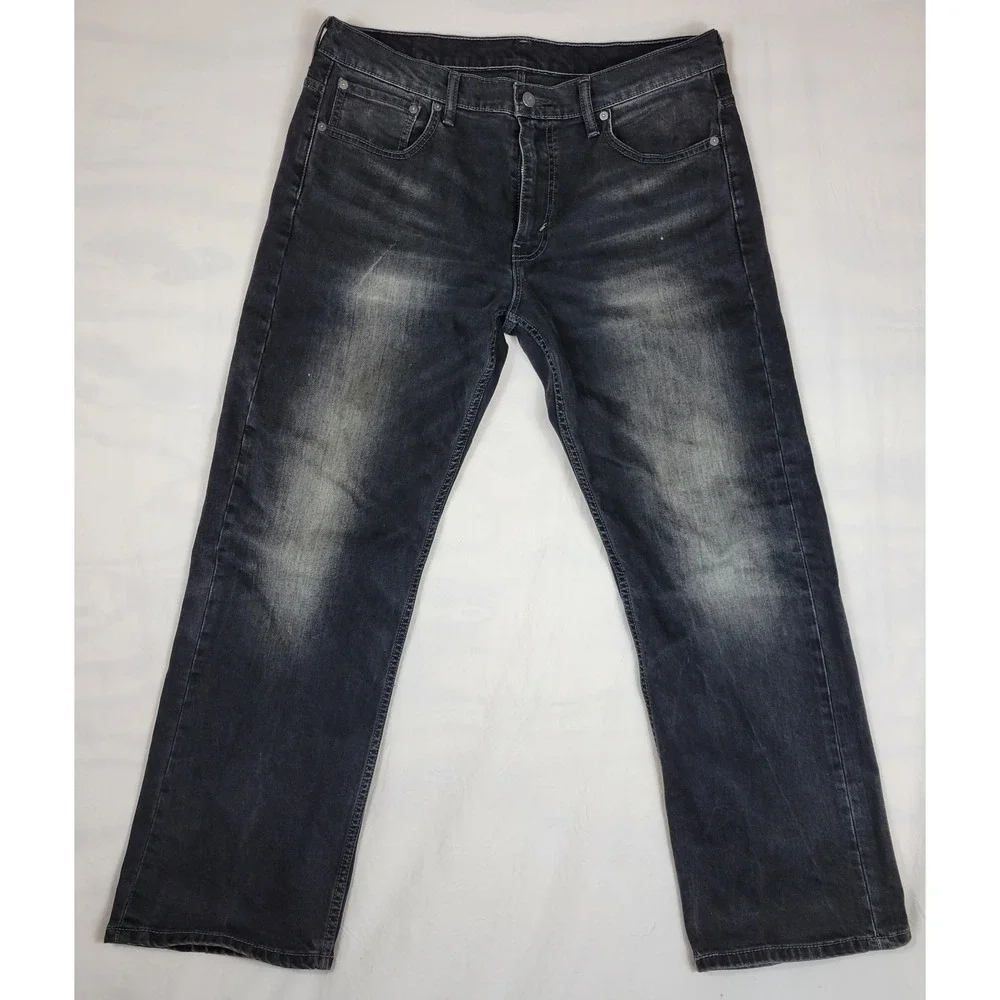 Levis 569 Loose Straight Fit Jeans Mens 36x29 Faded Black Denim Pants 00569-0199